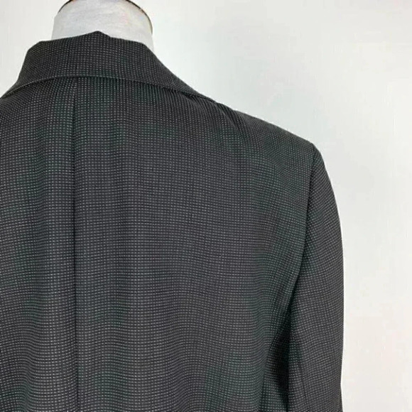 Lafayette 148 blazer size 14 black white 100% wool pindot one button jacket - Picture 6 of 10